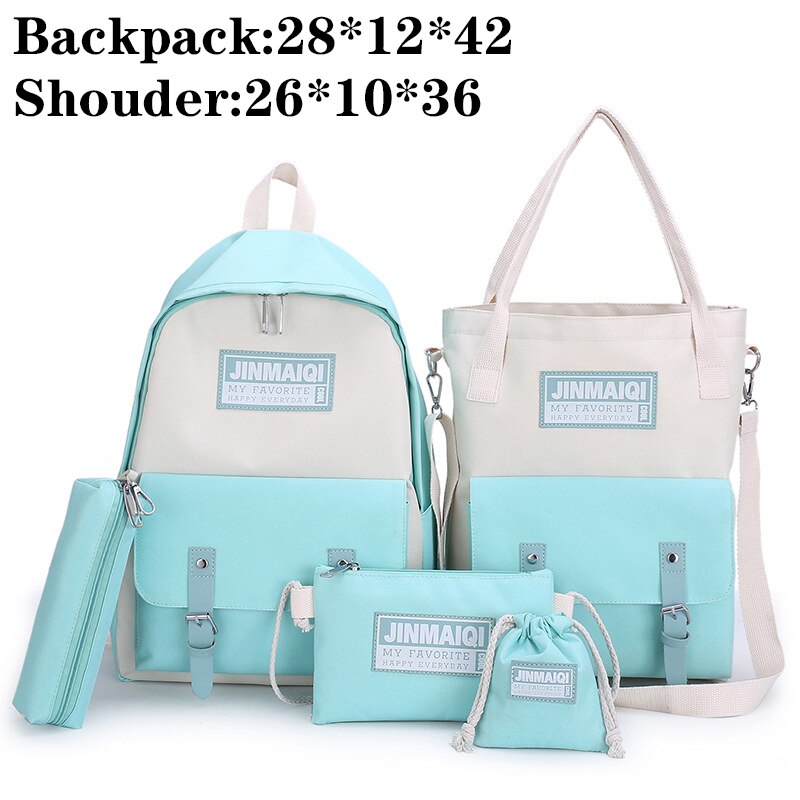 Mode Vrouwen Rugzakken 4 Set Schooltassen Gemengde Kleur Grote Capaciteit College School Rugzak Voor Tiener Meisje Schoudertas