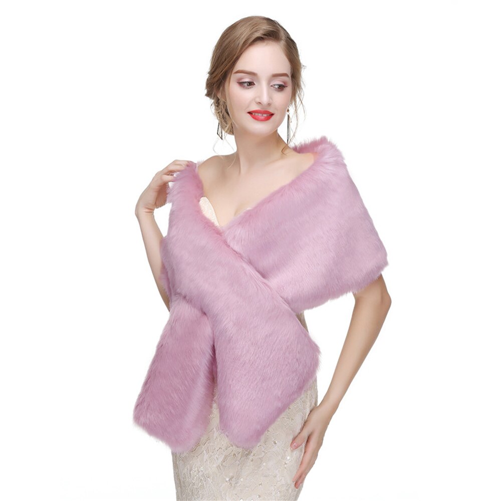 Thermische Thicken Wedding Bridal Wrap Faux Fur Winter Warm Vrouwen Sjaal Roze Elegante Outdoor Cape Dagelijks Lady Party Sjaal Gratis size
