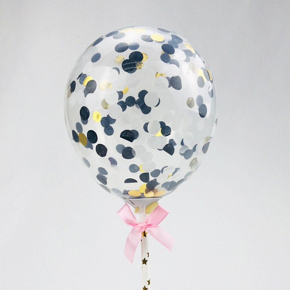 1PC 5 Inch Balloon Cake Topper Set Birthday Party Decoration Cake Toppers Baby Shower Wedding Decor Supplies: Black