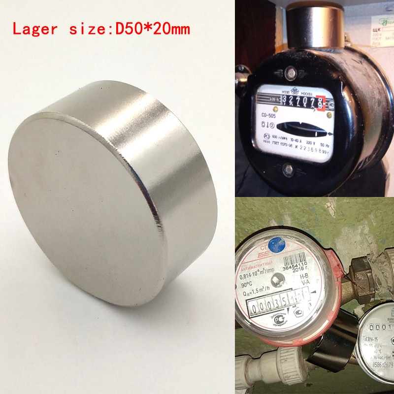 Vertragen water gas meter grote maat D50 * 20mm neodymium magneet sterke N52 magneten neodymium nikkel plaat oppervlak