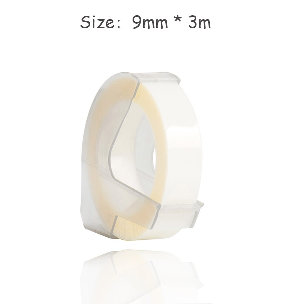 CIDY 3 rolls 9mm *3m Clear Color Dymo 3D Plastic Embossing Tape for Embossing Label Maker DYMO 1011 1610 12965 MOTEX E101: 9mm clear