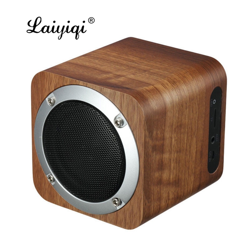 Laiyiqi Retro wood bluetooth speaker wooden square radio FM vibro woofer boombox caixa som portatil altavoz alto falante