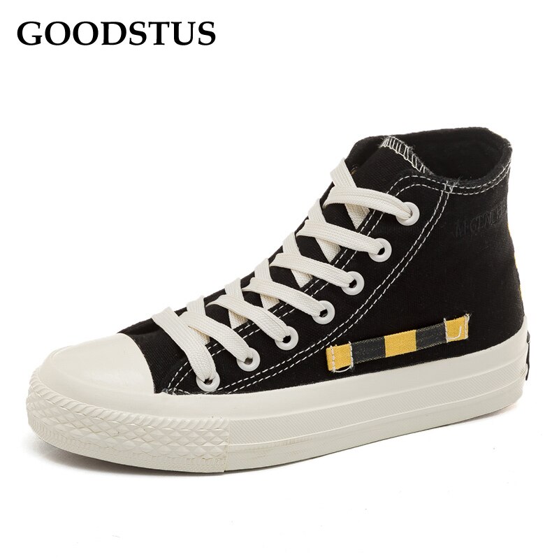 Goodstus menn lerretssko høy topp solid enkel stil pustende komfortabel flott mannlig street walking casual