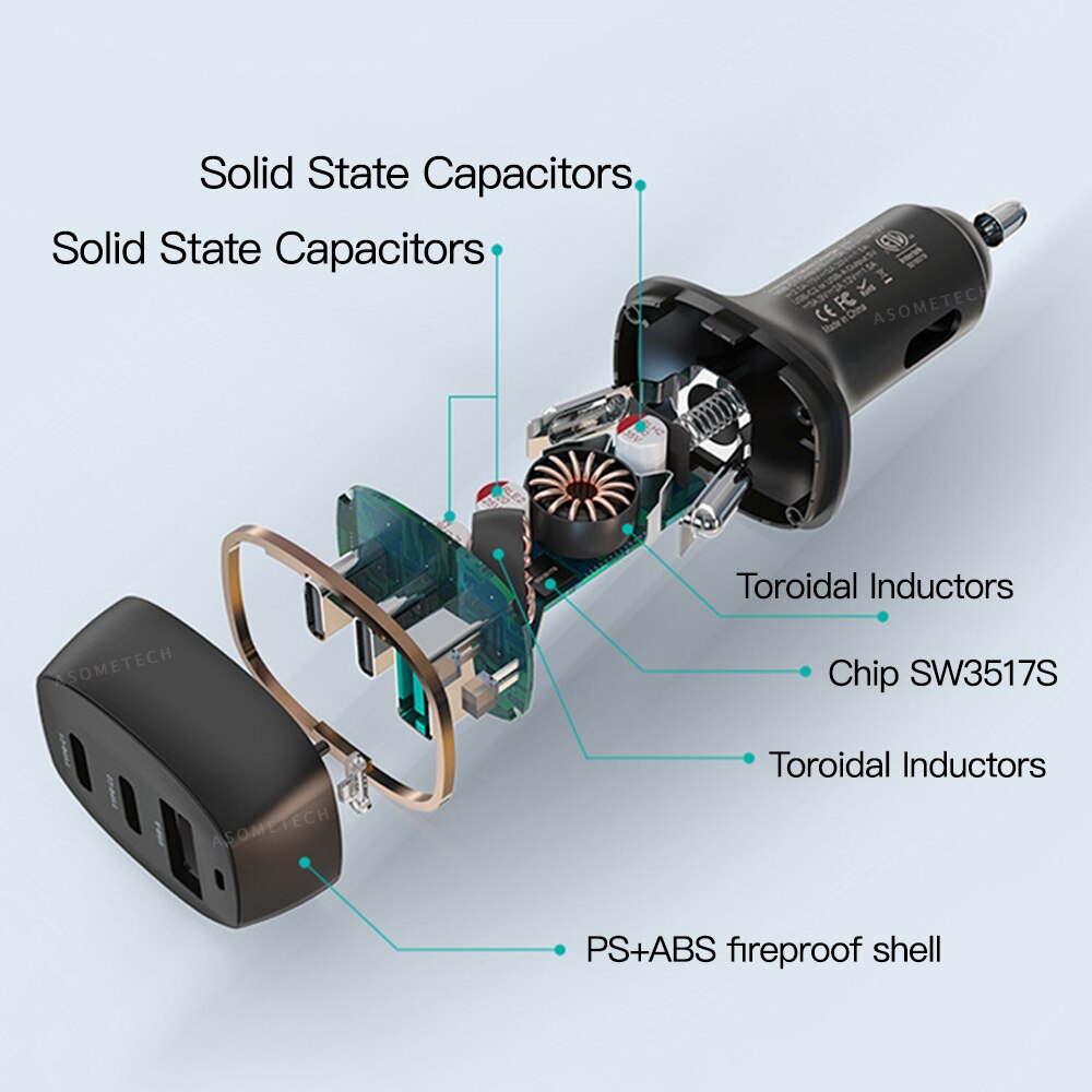 48W USB Dual PD Fast Charger Car Charger Adapter 3 Port LCD Display QC 3.0 Qucik Cars Charging Socket For iPhone Xiaomi Samsung