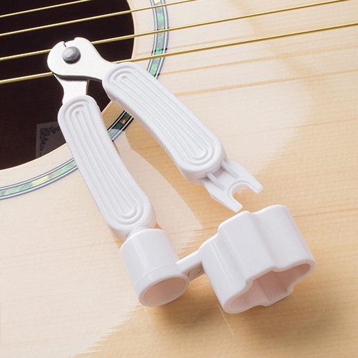 Miwayer enrouleur de cordes de guitare 3 en 1, enrouleur de cheville + coupe-corde + extracteur de broches, outil d'entretien de guitare, outil de réparation: WHITE
