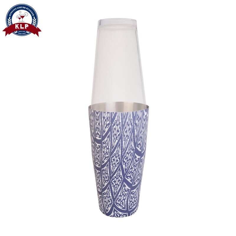 Mooie decoratieve patroon 800ml Rvs boston cocktail shakers: CS264