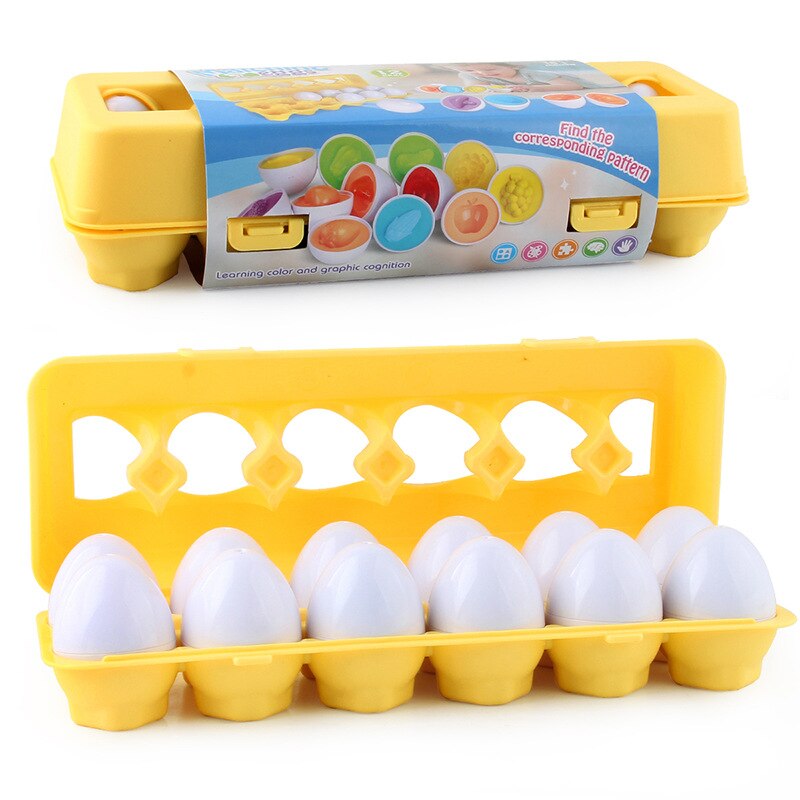 12 st/set pedagogiska leksaker smarta ägg som matchar tvinnade äggformar frukt och grönsaker 12- -pack simuleringsägg