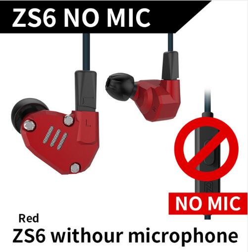 KZ ZS6 2DD+2BA Hybrid In Ear Earphone HIFI DJ in ear Monitor Running Sport Earphones Earplug Headset Bluetooth Hifi Earbuds: ZS6Rednomic