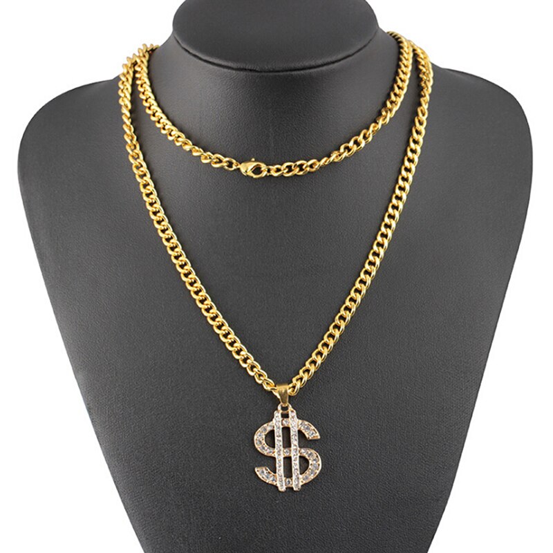 UNS Dollar Geld Anhänger Halsketten Gold Farbe Lange Kette Halskette Männer Frauen Zubehör Halskette Hip Hop Schmuck