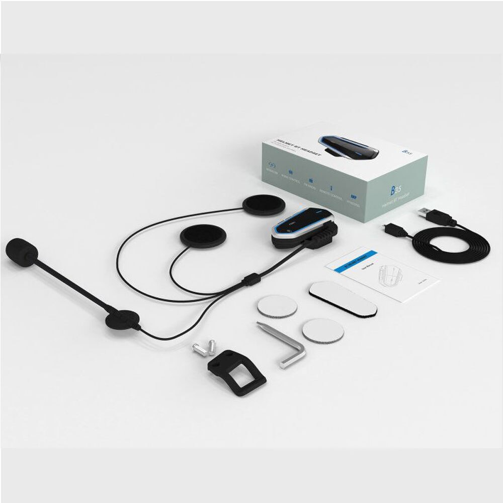 B35 Waterproof Moto Intercom Bluetooth V4.1 Helmet Headset Motorcycle FM Radio Headsets Stereo Helmet Earphone with Handsfree