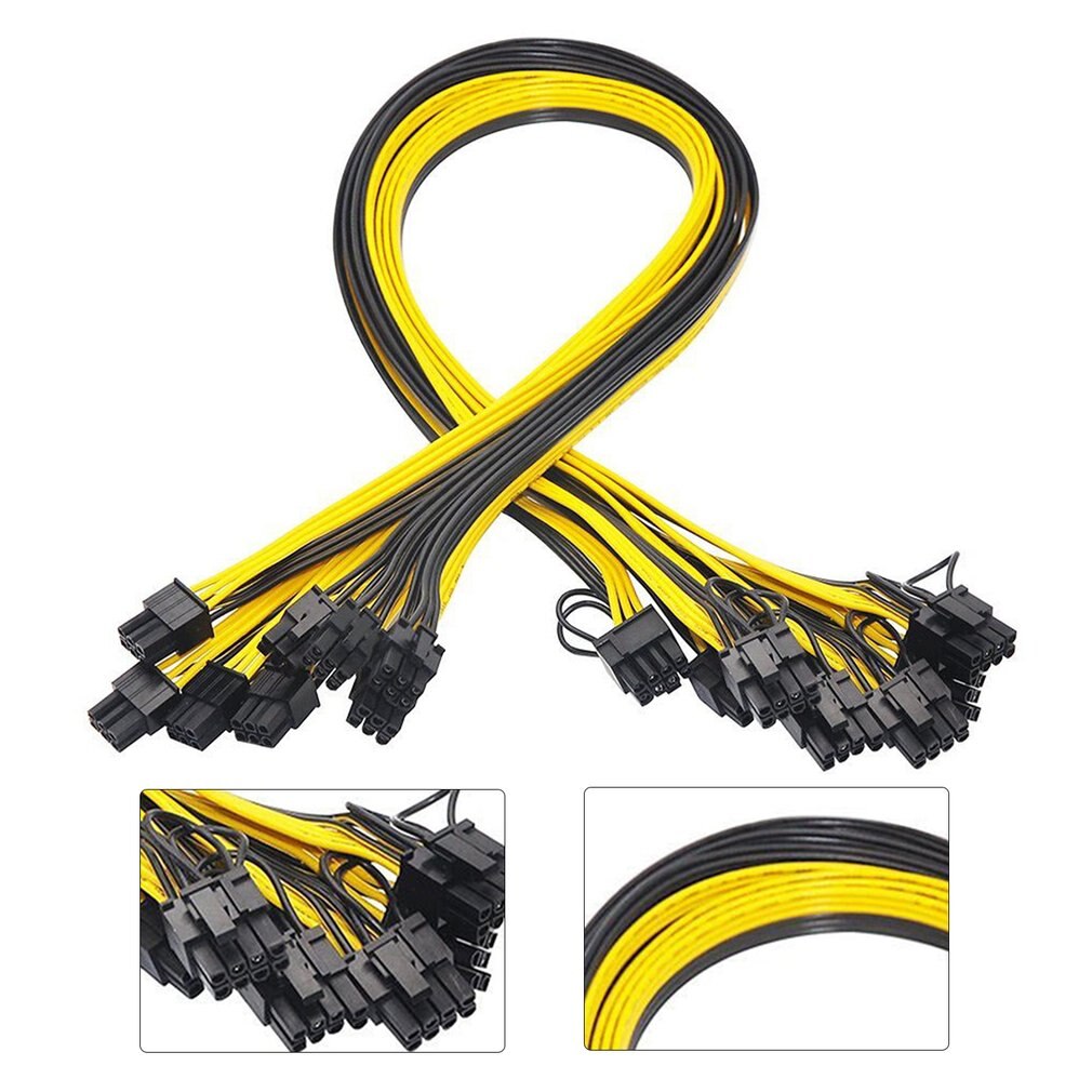 6 Pcs 6 Pin PCI-e To 8 Pin (6+2) PCI-e (Male To Male) GPU Power Cable 50cm For Graphic Cards Mining HP Server Breakout Board