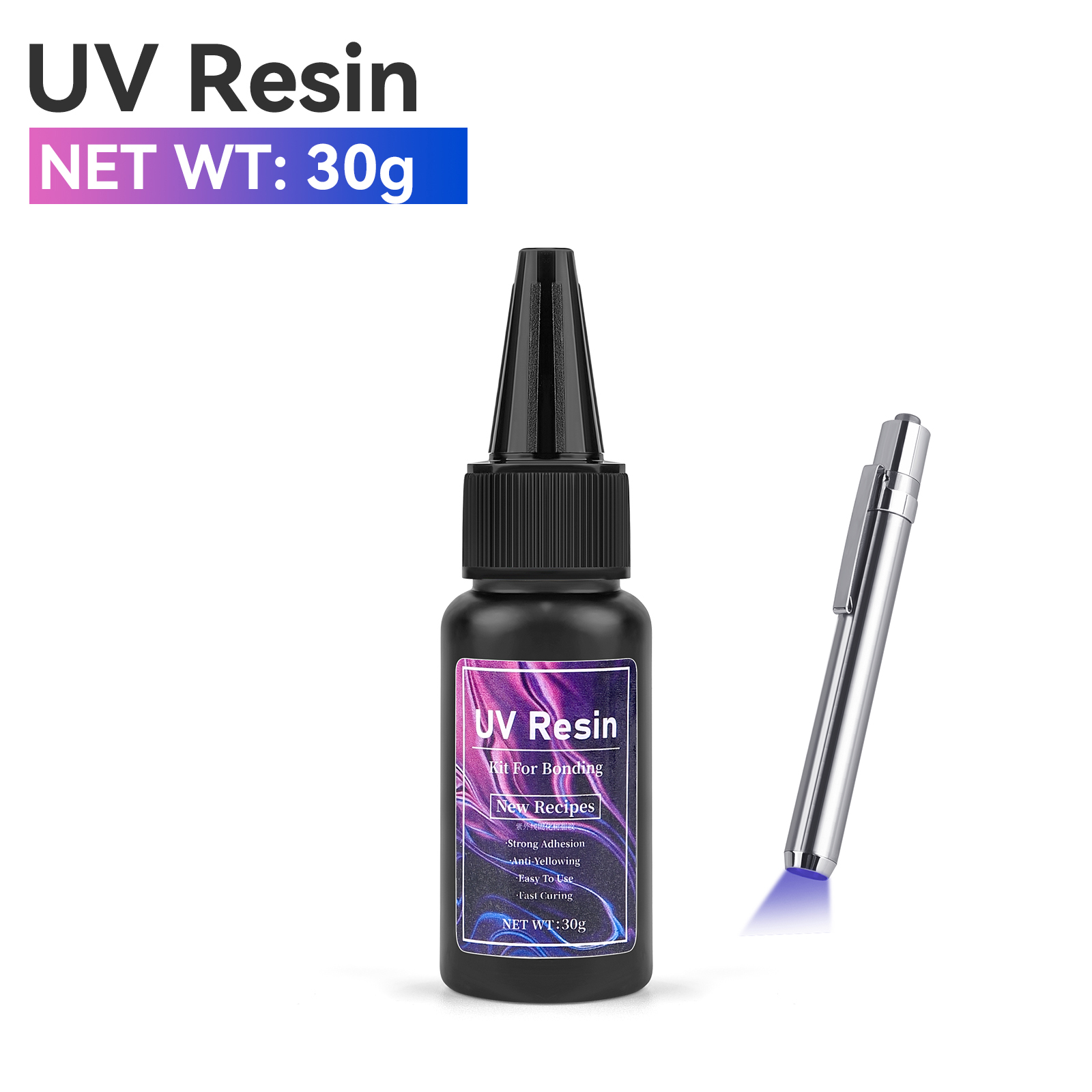 20g/30g/50g UV Epoxyhars Lijm DIY Sieraden Maken Hoge Transparantie Sneldrogend Hoge hardheid Lijm UV Lamp DIY Craft Decor: Goud