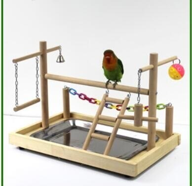 Fugletræning legeplads papegøjer træ tand aborre med stege føder legetøj papegøjer fodring kop sving hængende klatrestativ  hw040: 12