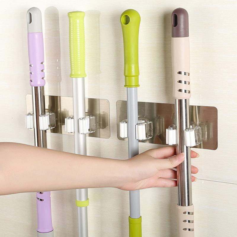 Mop Broom Holder Suction Cup Wall Mounted Mop Organizer Garden Storage Rack Hanger Clip Seamless Hook Rack Tool Bathroom