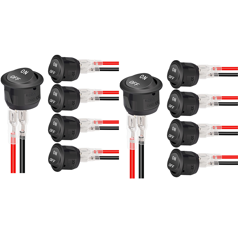 Interruptor basculante redondo de 12V CA 6A/250V 10A/125V SPST 2 pines 2 posiciones interruptor de palanca de encendido/apagado para coche barco automotriz RV negro: Negro