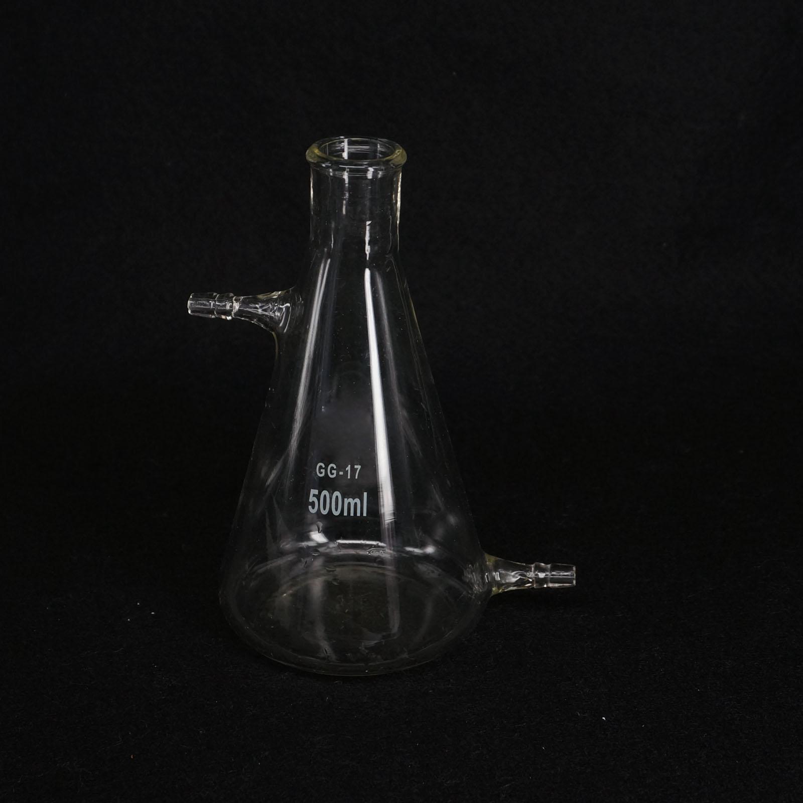 500ml Glass Filtering Flask Lab Bottle With Double 10mm Hose Vacuum Adapter