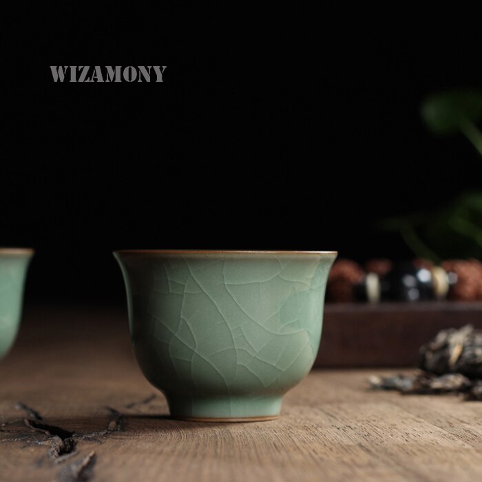 1 pcs Chinese Longquan Celadon Porcelain Gaiwan Teacups Porcelain Bowl 65ml China Tea Pot Celadon Crackle Teacups