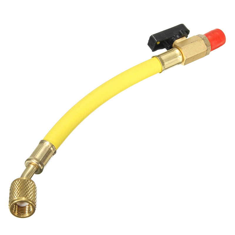 Juego de mangueras de manómetro de diagnóstico de coche, conjunto de herramientas de refrigeración, aire acondicionado, CA, 19cm, R134A, 800PSI: Yellow