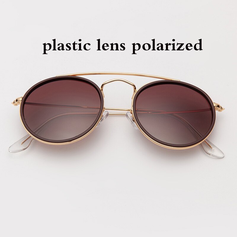 3647 Round double bridge sunglasses polarized men women 51mm mirror gradient glass lens TAC glasses sol gafas occhiali UV400: gradient brown P