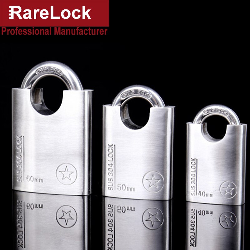 304 Stainless Steel Padlock Waterproof 4 Keys Lock 40-60mm for Outdoor Cabinet Gate Door Boat Hardware Rarelock MS426 a