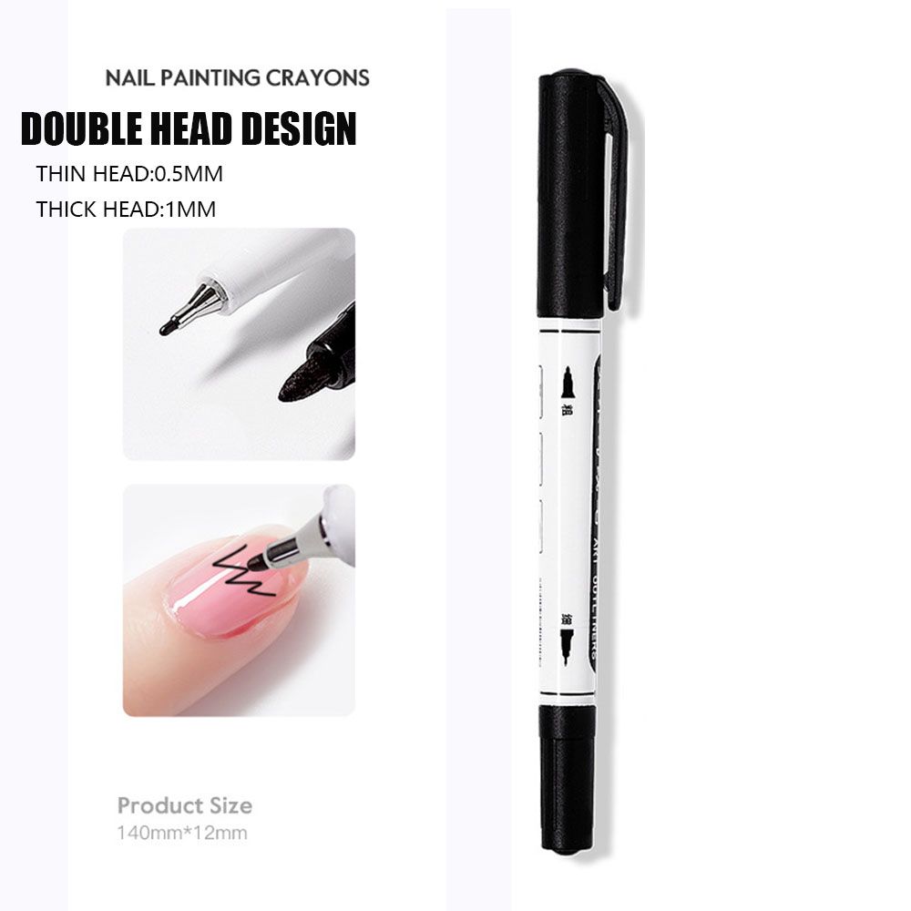 Nagel Kunst Graffiti Kuli Schwarz Wasserdicht DIY Blume Abstrakte Linien Skizze Professionelle Nachfüllbare Tinte Nagel Malerei Zeichnung Werkzeuge: 0.5 1MM doppelt Kopf