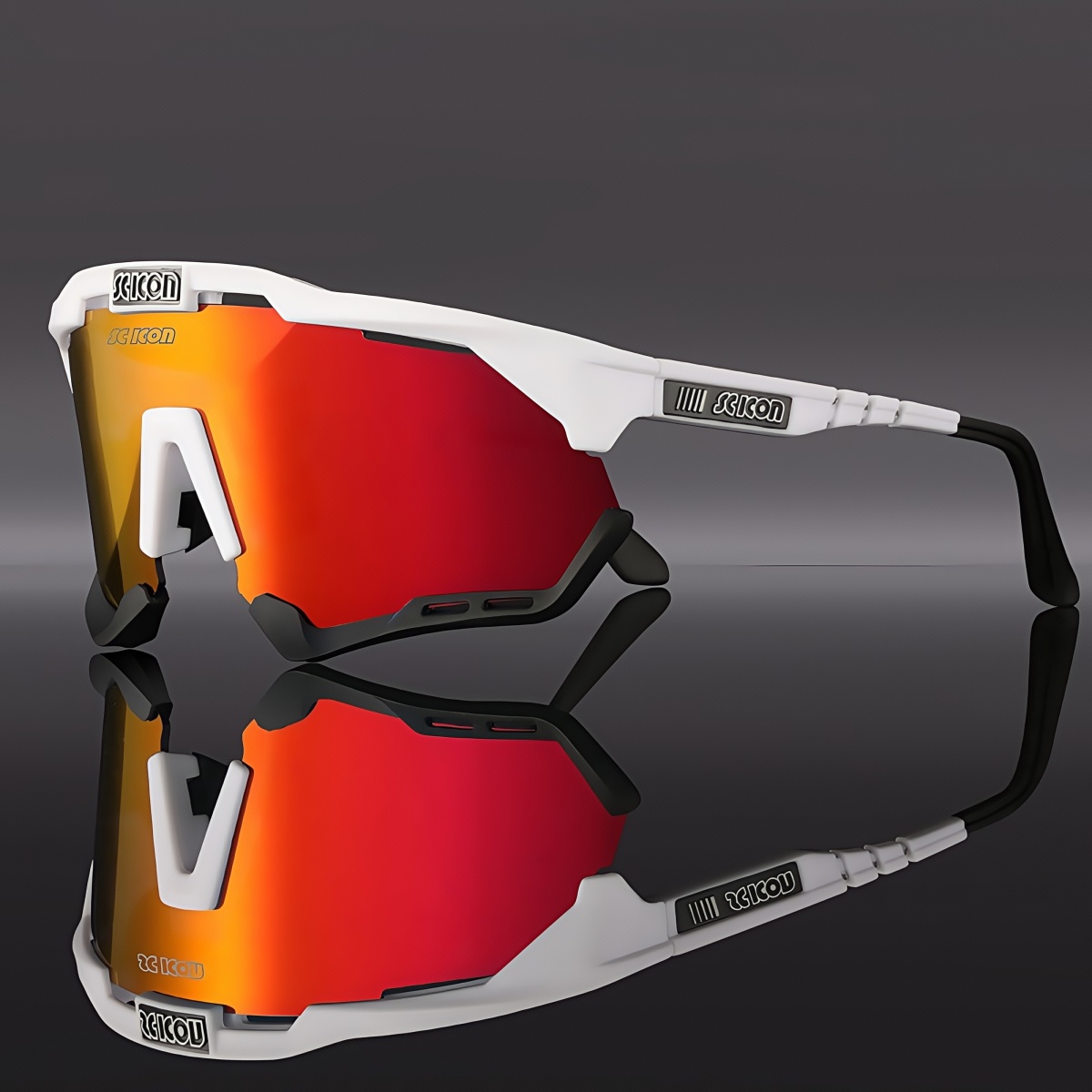 Scicon polariserade/fotokromatiska cykelglasögon  uv400 landsväg mtb cykelglasögon män kvinnor utomhussporter cykelsolglasögon: Röd / Röd