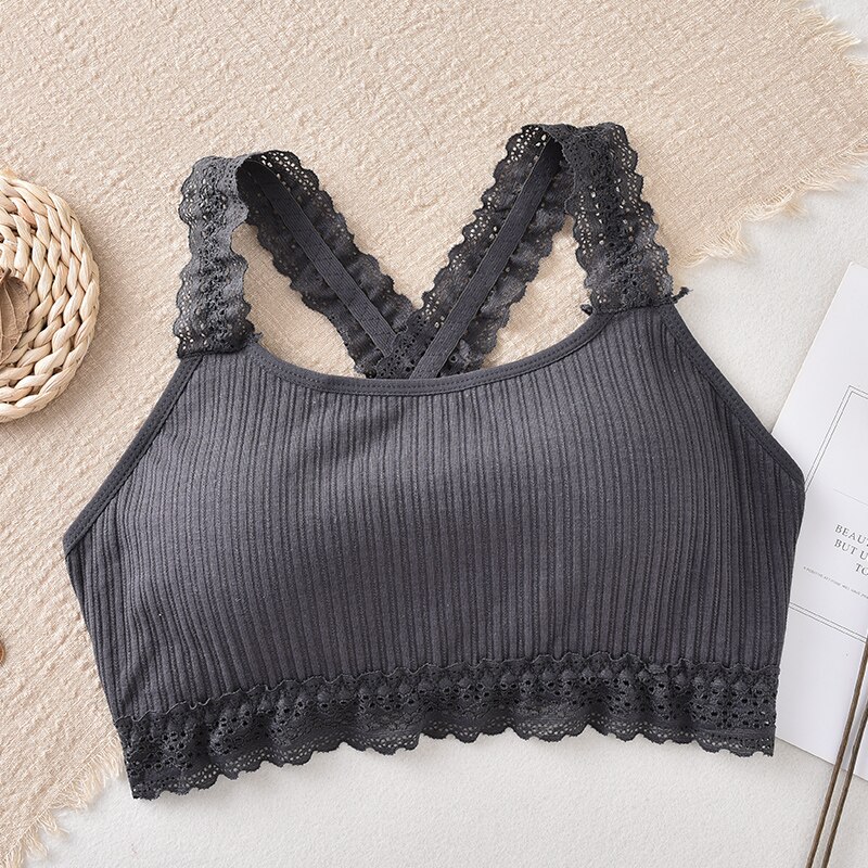 Bra Intimates Sexy Women White Lace Lingerie Femme Seamless Wireless Bralette Brassiere Crop Top Push Up Bras For Women B0165: Gray