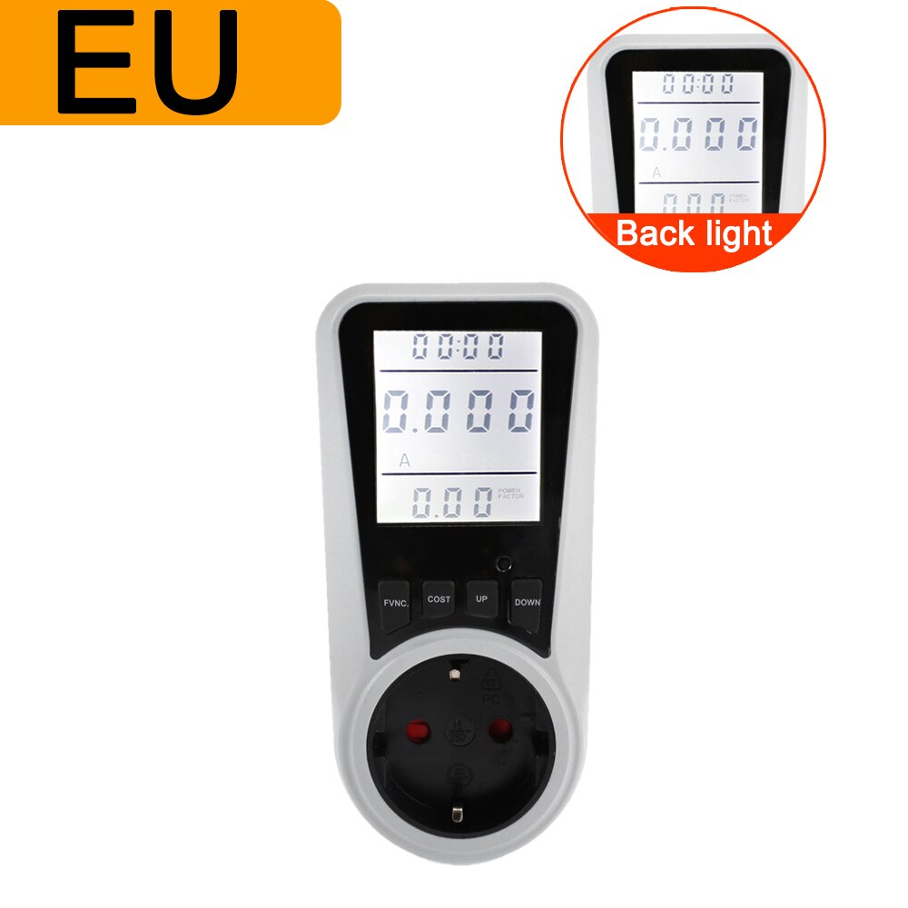 220V Ac Eu Lcd Digitale Power Meter Socket Wattage Kwh Energie Meter Wattmeter Meten Outlet Power Analyzer: 3 Pcs / PMB05--Backlight