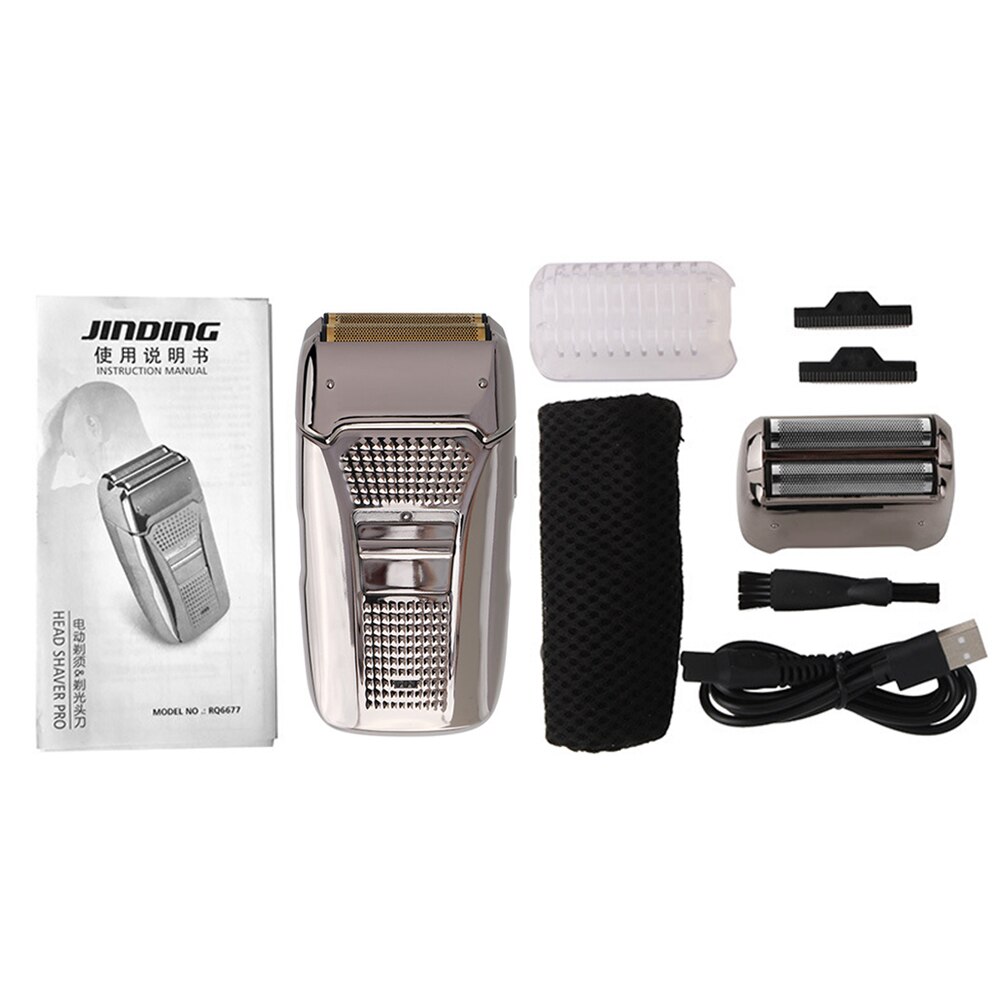 Tondeuse à cheveux professionnelle + rasoir électrique rasoir sans fil tondeuse à barbe Rechargeable finition coupe de cheveux Machine tondeuse directe: Men Shaver Silver