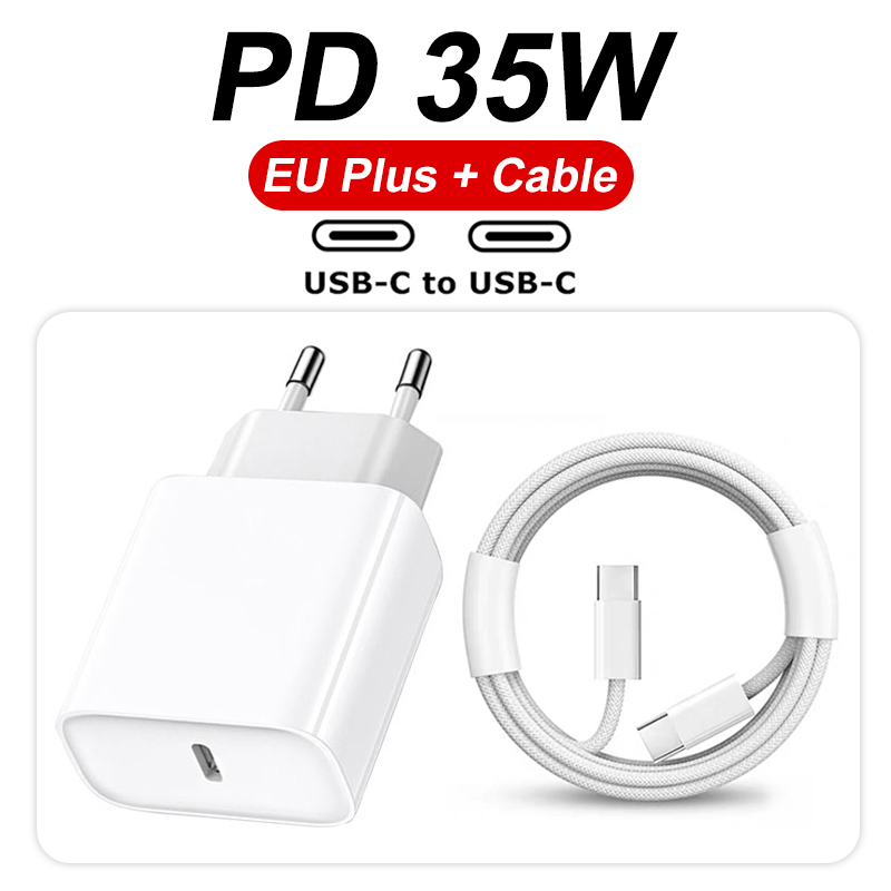 Para iPhone 16 Pro Max Original 35W PD cargador rápido para Apple iPhone 15 Plus USB-C Cable de carga rápida accesorios de teléfono: IL