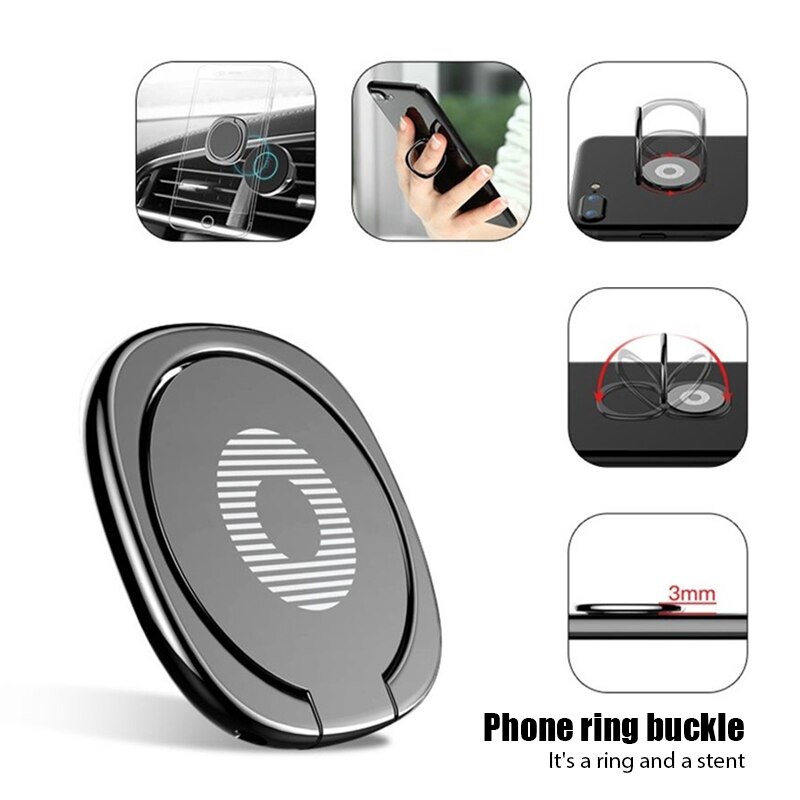 Supporto per anello per dito per Smartphone supporto per anello per telefono rotondo angoli multipli rotazione 360 e 180 supporto per dito per telefono facile da trasportare