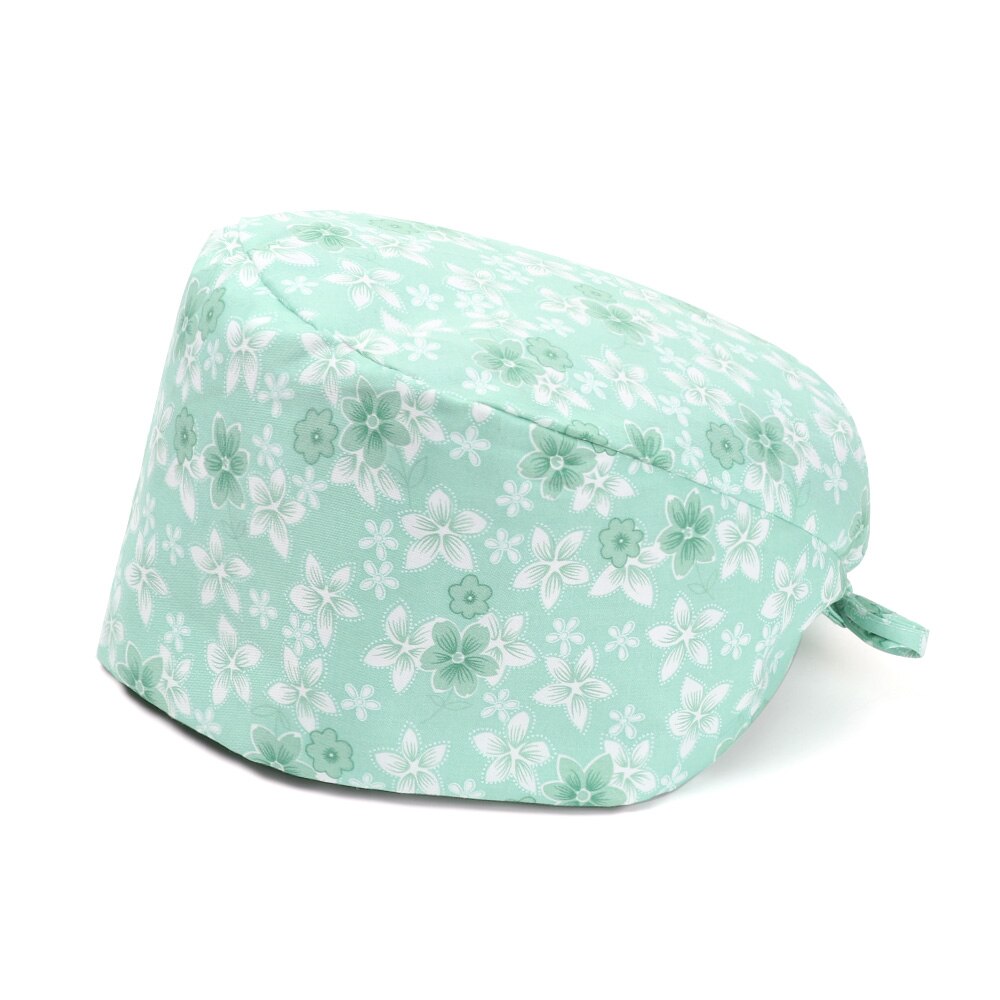 1PC Cotton Scrub Cap Adjustable Elastic Printing Hat Bouffant Head Cover Kitchen Hat With Sweatband Hair Accessories for Unisex