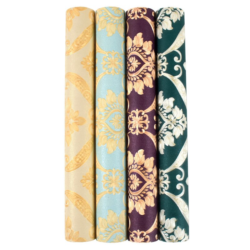 3D Europese Damascus Behang Waterdicht Golden Warme Slaapkamer Woonkamer Techniek Tv Achtergrond Muur Behang