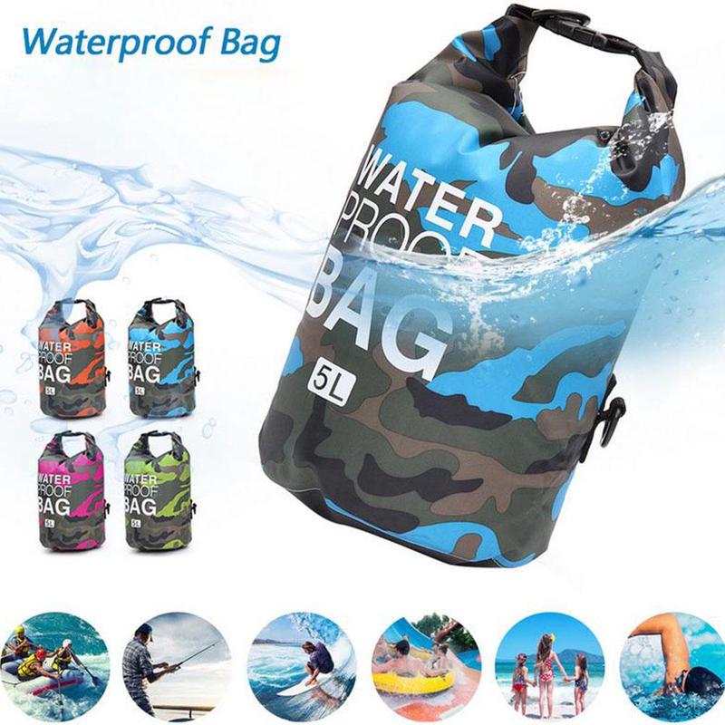 Dry Camouflage Portable Rafting Diving Outdoor Bag Sack PVC Waterproof Folding Swimming Storage Bag for River Trekking