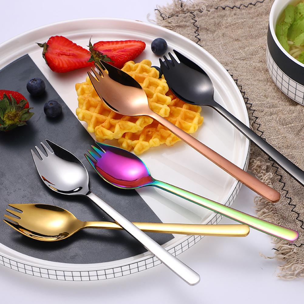 2 in 1 Multifunction Spork Spoon Fork Noodle Fruit Salad Kitchen Restaurant Tool