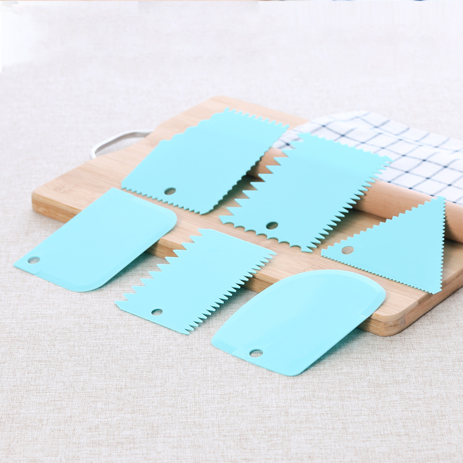 6-delige Plastic Kleischraper Set – Oranje, Met Ophangoog, Voor Keramiek En Sculptuur