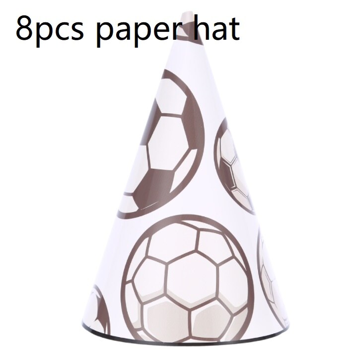Fotboll tema födelsedag fest servis set servett koppar bordsduk flagga sugrör baby shower barn favor pojkar fest dekoration: 8 st pappersmössa