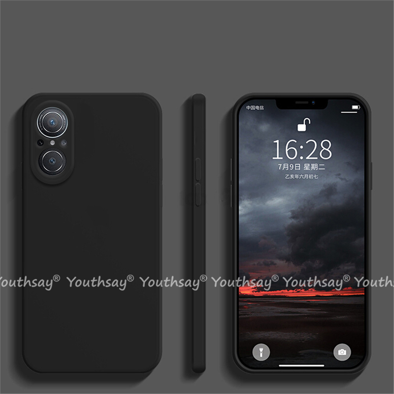 Para Huawei Nova 9 SE funda Huawei Nova 9 SE cubierta de silicona líquida Capa lisa Coque funda protectora para Huawei Nova9 SE cubierta: aluminio / Negro