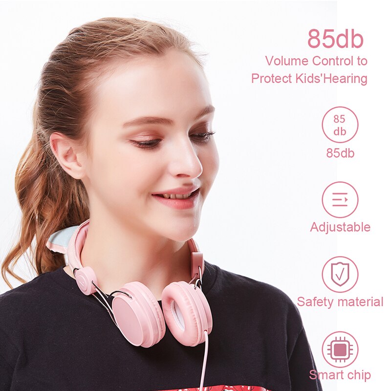 Cute Kids Headphones With Microphone Unicorn Wired Cascos Mobile Phone Gamer Headset Girl Music Helmet with Bracelet