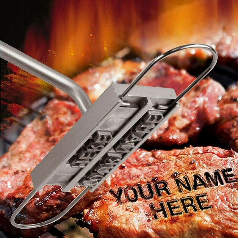 Grillværktøj grill branding jern signatur navnemarkeringsstempel værktøj kød bøf burger 55 x bogstaver og 8 mellemrum