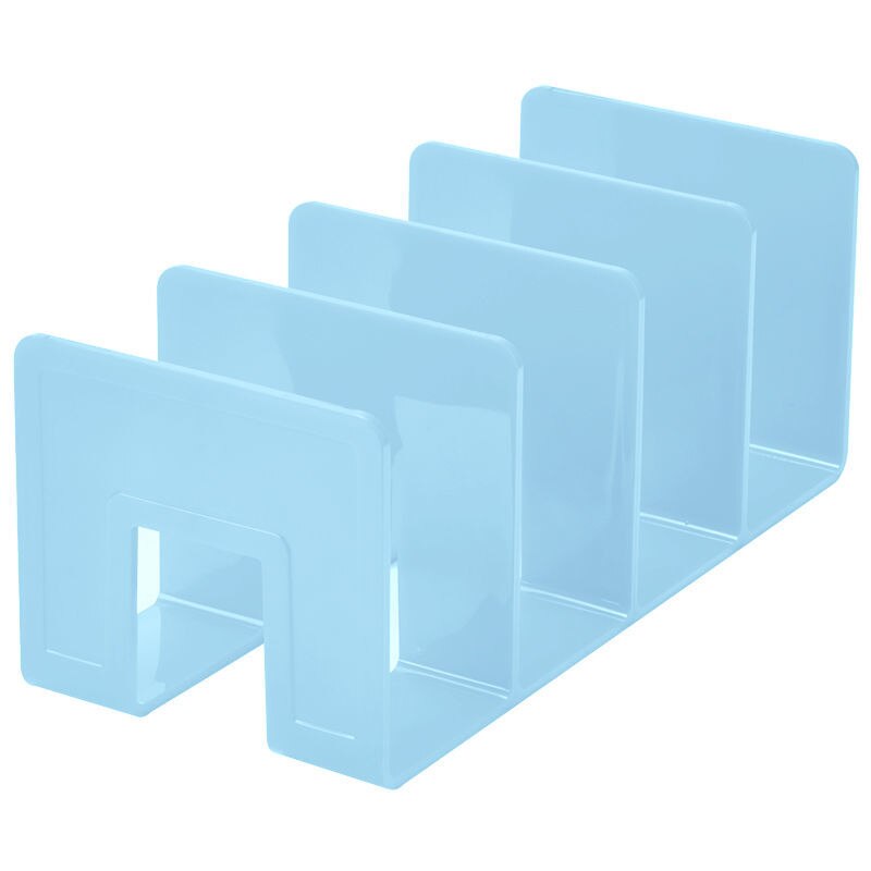Multi-layer Bookend Decorative Book Shelf Home Room Office School Library Stationery Supplies Bookshelf Desk Organizer: Light blue