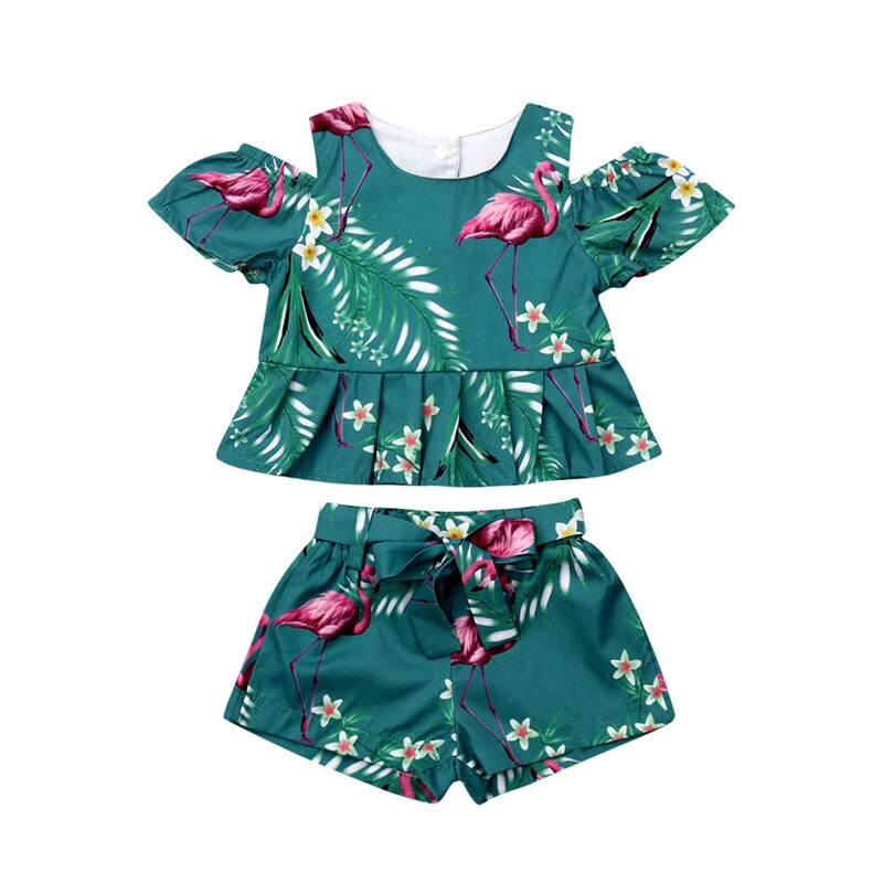 Summer Toddler Kids Baby Girls Beach Wear Floral Tops Shorts 2PCS Outfits Set Clothes 6M-4T