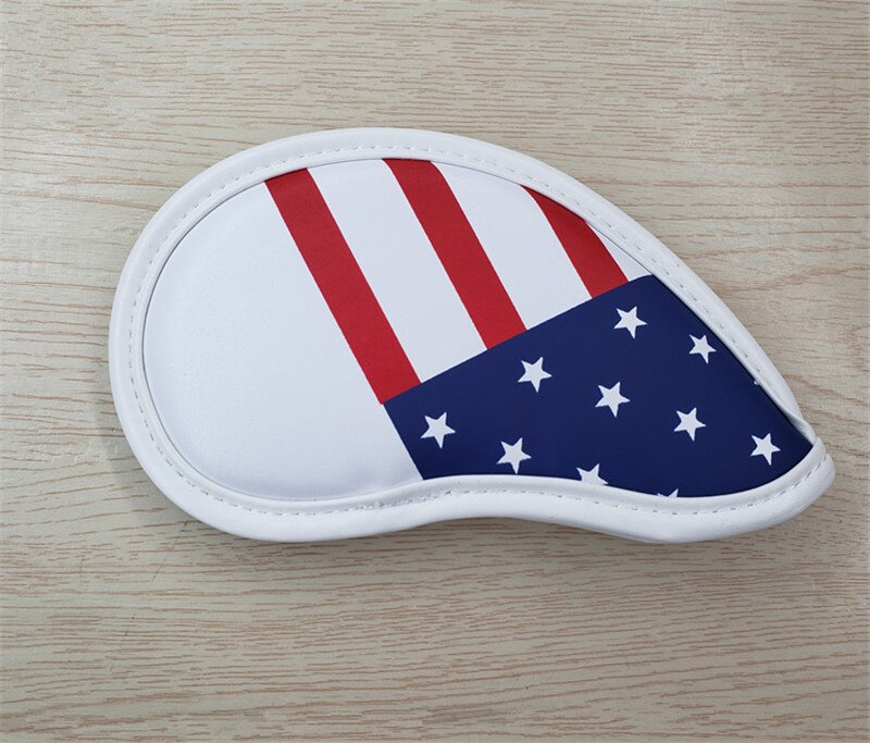USA Stars Golf Club Head Cover For Driver Fairway Woods #3 #5 Hybrid UT Irons Putter Complete Set PU Golf Headcovers: 3pcs unbrand