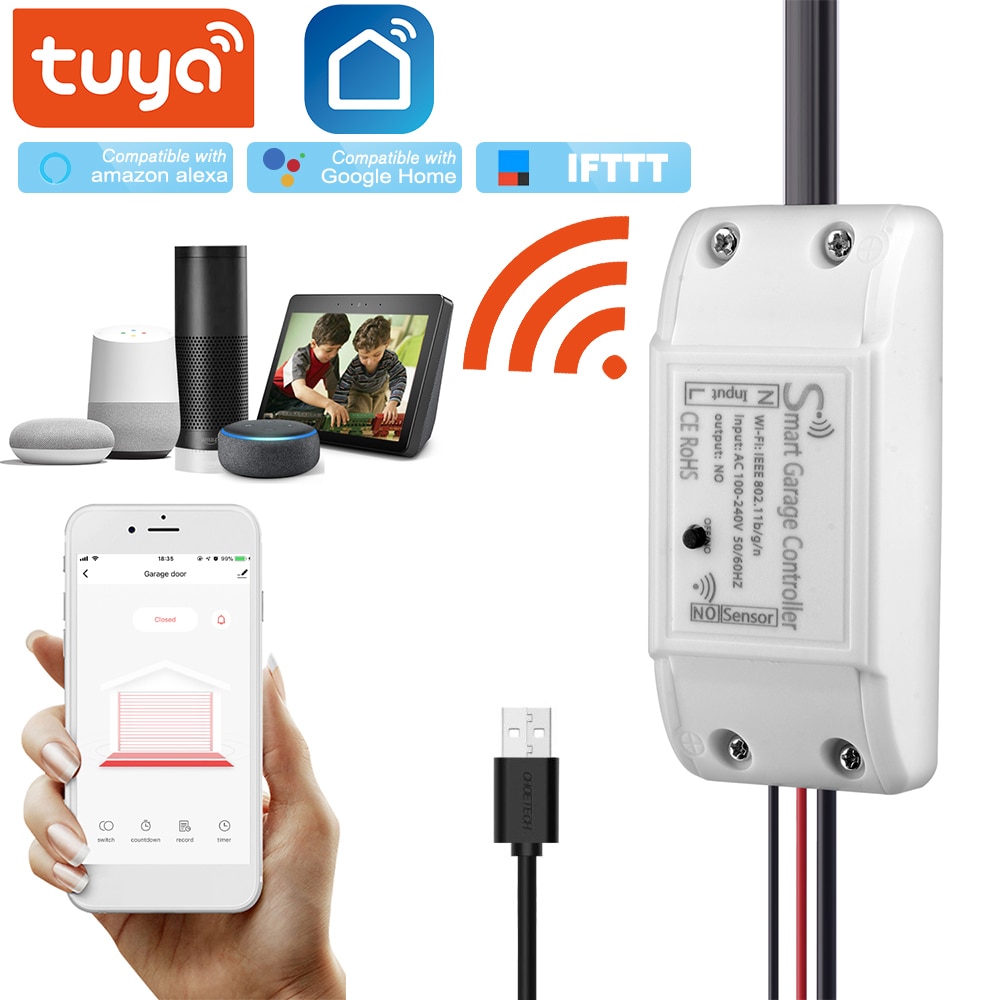 Tuya wifi smart garageportåbner stemme fjernbetjening trådløs fjernbetjening fungerer med alexa google home ifttt smart life app