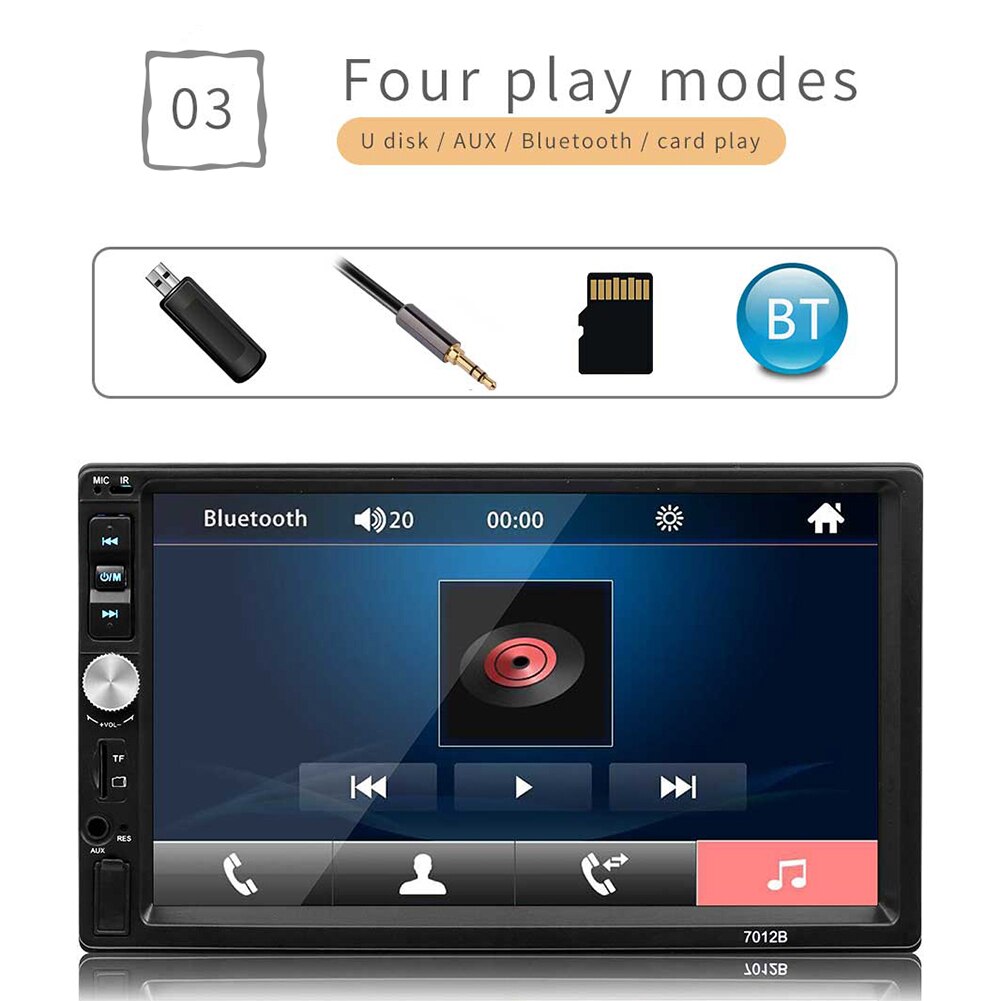 7012B-REPRODUCTOR DE Radio para coche, 1080P, HD, 7 pulgadas, estéreo, Bluetooth, MP4, MP5, USB, pantalla táctil, tarjeta de Radio, compatible con teléfono Android de Apple