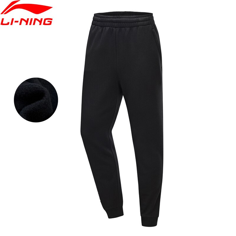 Li-Ning Mannen SLECHTE VIJF Basketbal Zweet Broek WARM OP Fleece Winter 65% Polyester 35% Katoenen Voering Sport Broek AKLP579 COND19