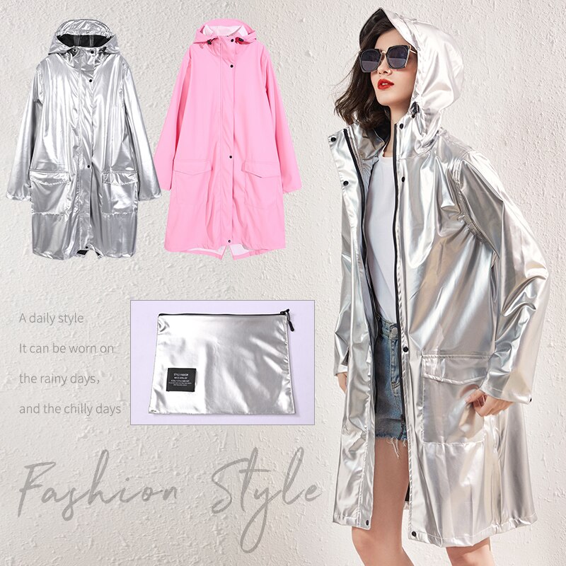 Women Long Raincoat Rain Coat Waterproof Rain Jacket coat Windbreaker