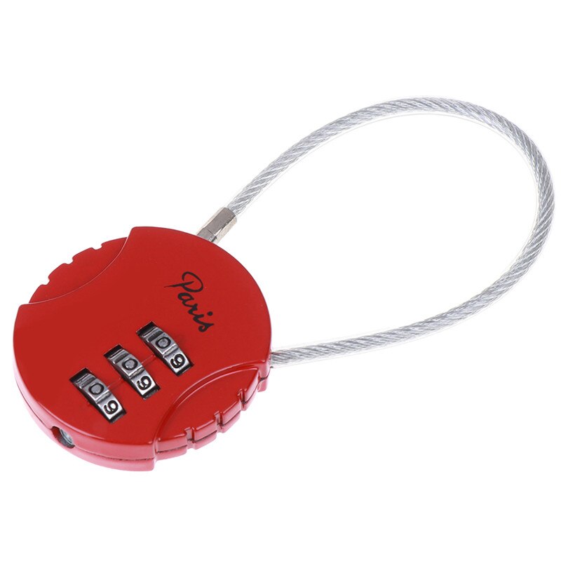 3.7*9cm Suitcase Luggage Metal Code Lock 3 Dial Digit Password Combination Padlock Mini Coded Keyed Anti-Theft Locks: red