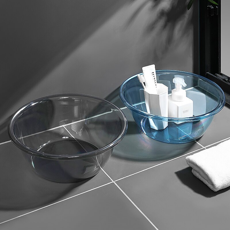 Transparent Wash Basin Home Bathroom Toilet Wash Basin PET Material Thicken Plastic Basin Wash Clothes Pots Cleaning Supplies