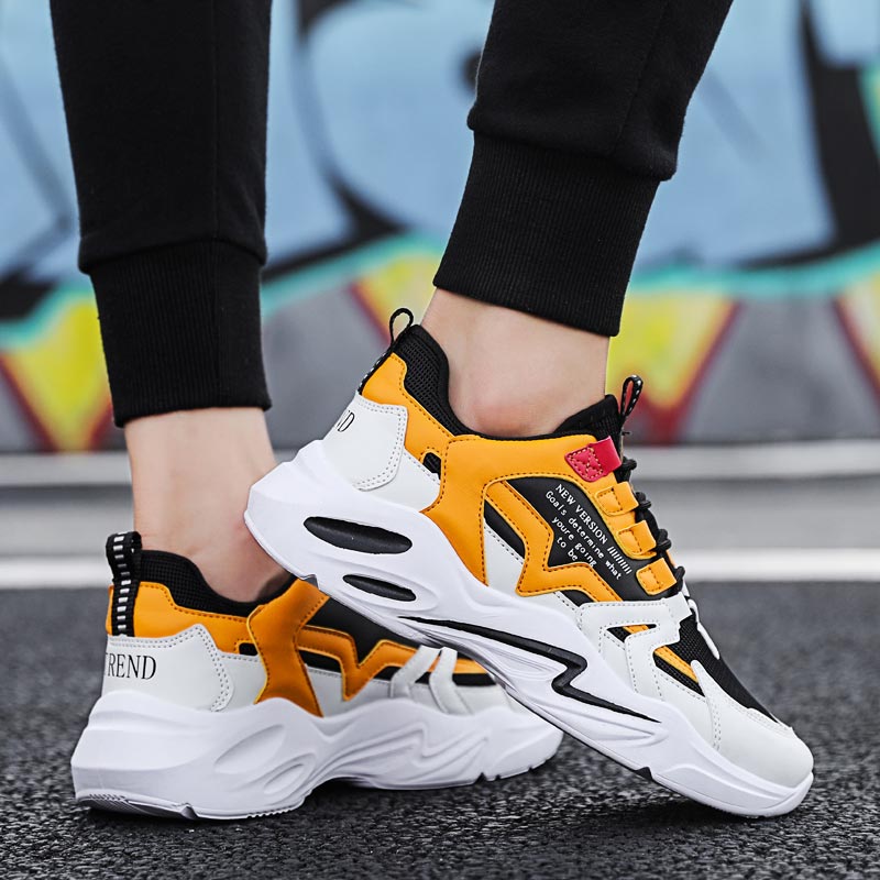 Platform Summer Men's Sport Shoes Tennis Man Sports To Run Shoes Men Sneakers Male Trainers White Orange Chausure Jogging E-463
